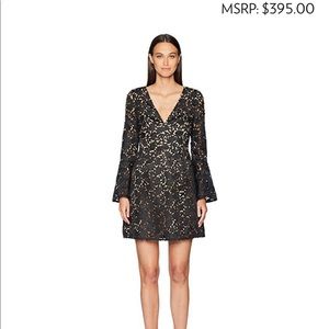 ML Monique Lhuillier Laser Cut Bell Sleeve Dress.